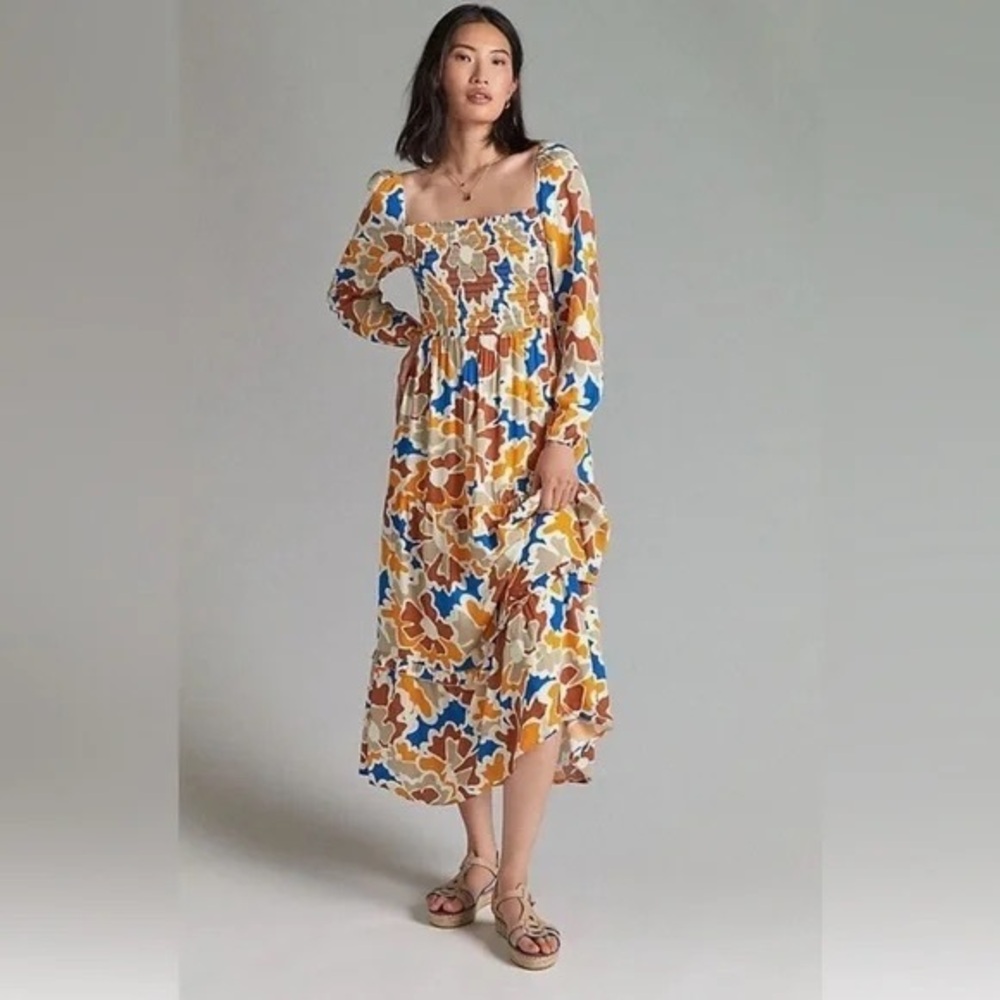 Anthropologie x Dolan Smocked Midi Dress Size M